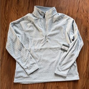 NWT Light Gray Eddie Bauer Quarter-Zip Textured Women's fleece pullover petite L